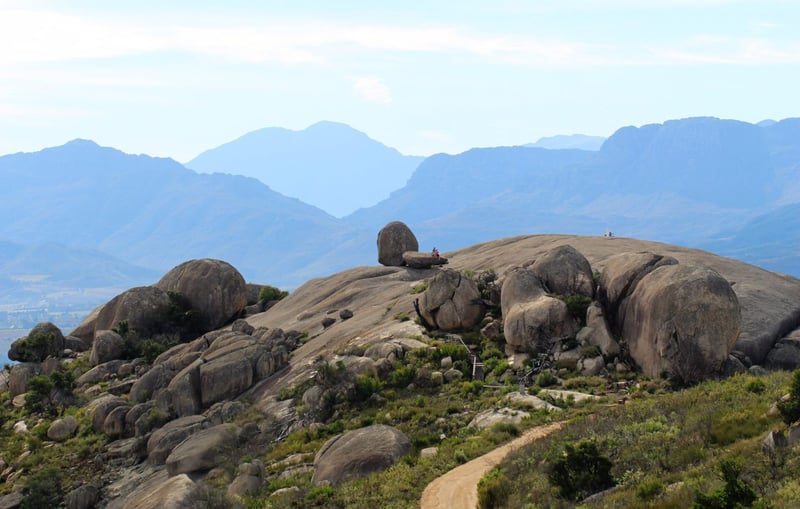 The granite domes of Paarl Mountain above the town.